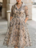 Women's Formal Dress | Printed Long-Sleeve