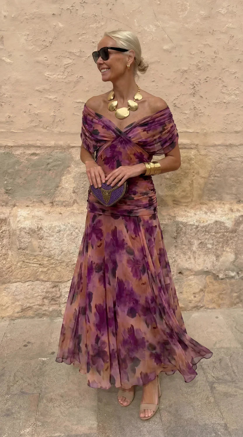 Women's Formal Gown | Draped Floor-Length Coral