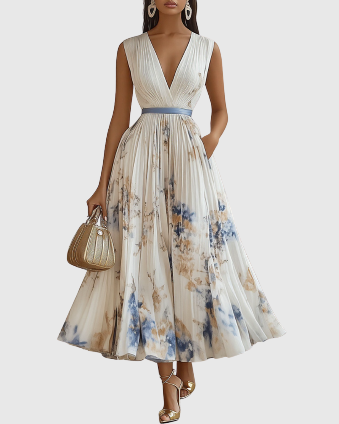 Women's Formal Gown | Floral V-Neck
