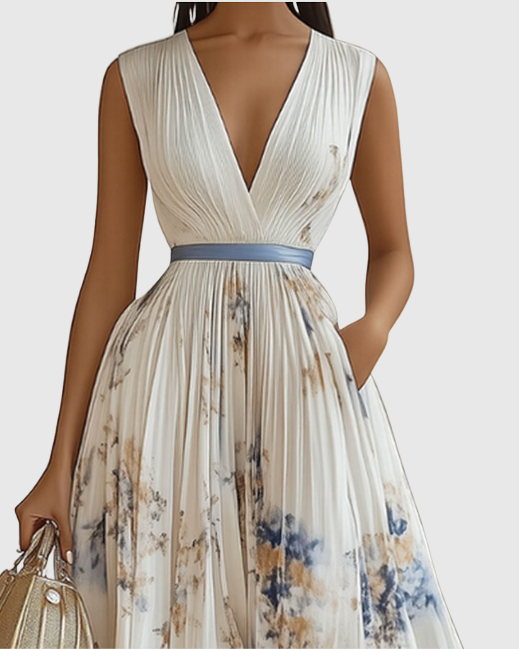 Women's Formal Gown | Floral V-Neck