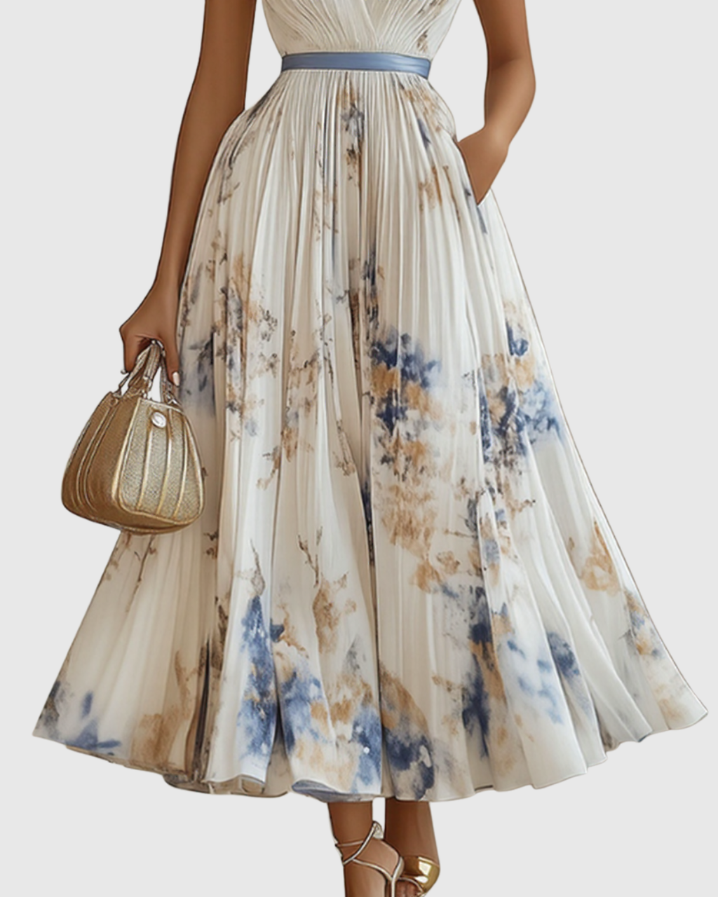 Women's Formal Gown | Floral V-Neck