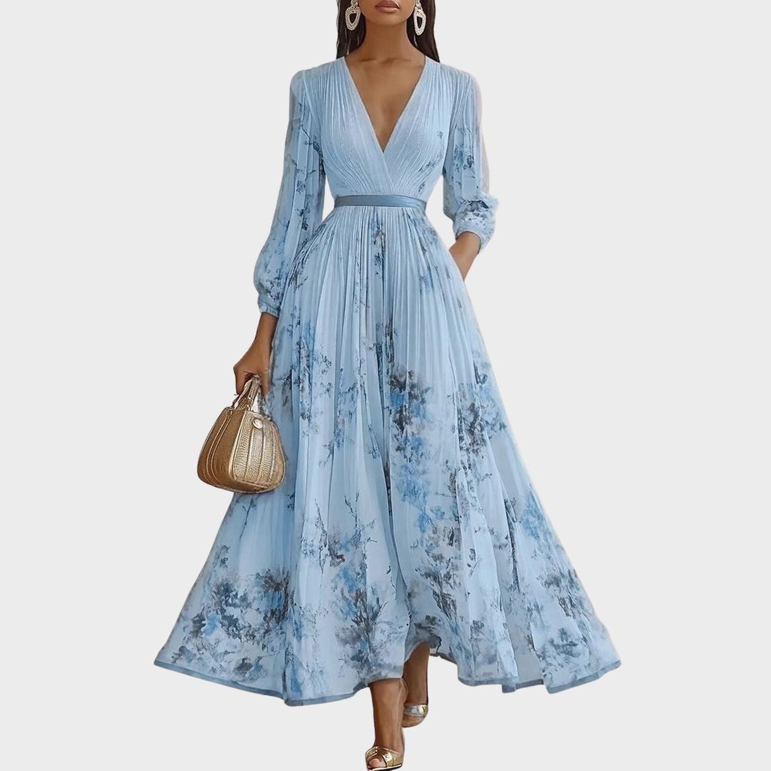 Women's Formal Gown | Floral V-Neck