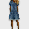 Women's High-Waisted Shorts | Chambray Vintage Overalls
