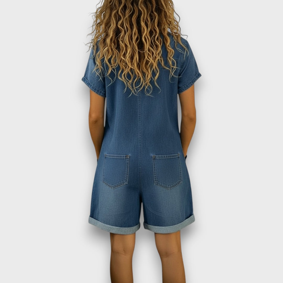 Women's High-Waisted Shorts | Chambray Vintage Overalls