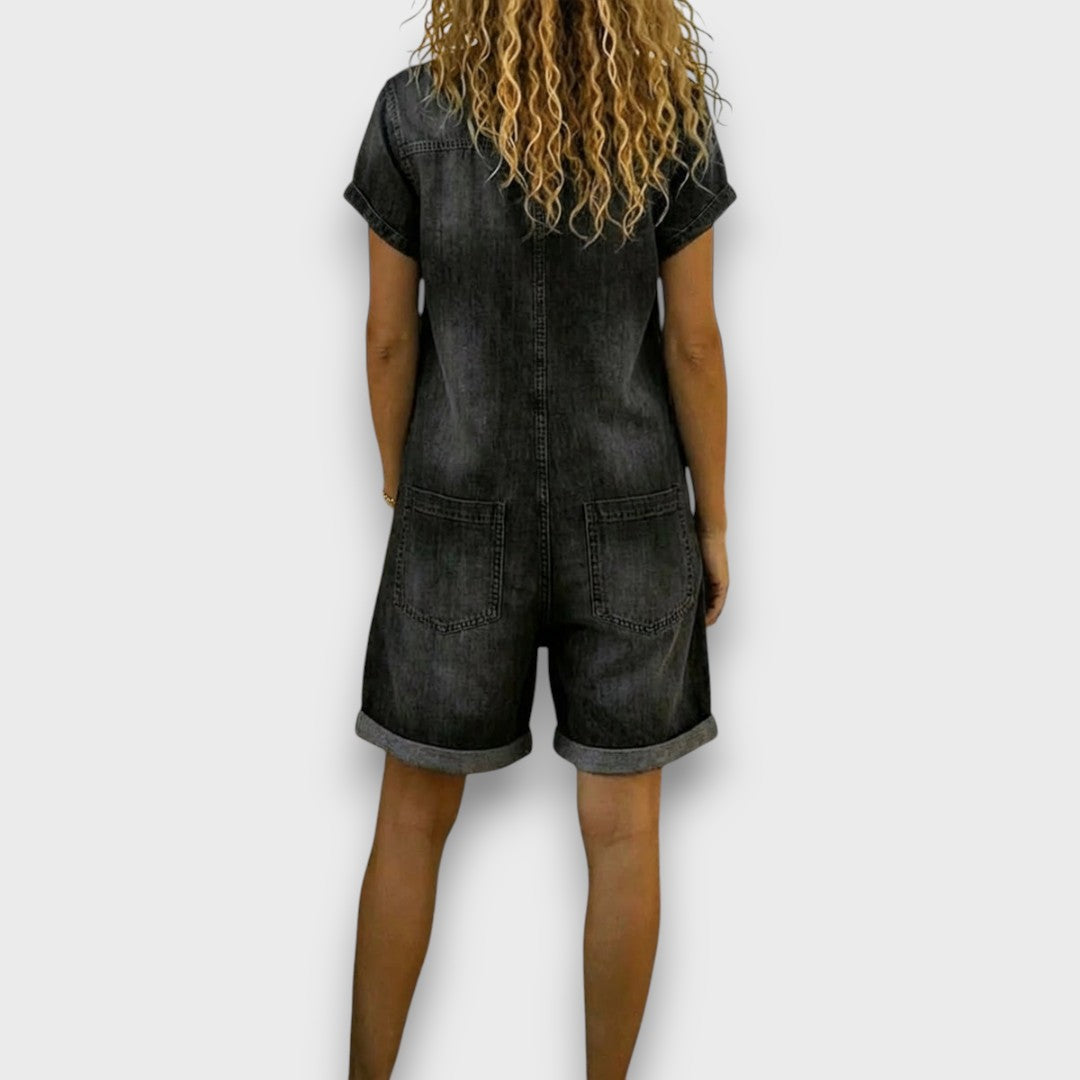 Women's High-Waisted Shorts | Chambray Vintage Overalls