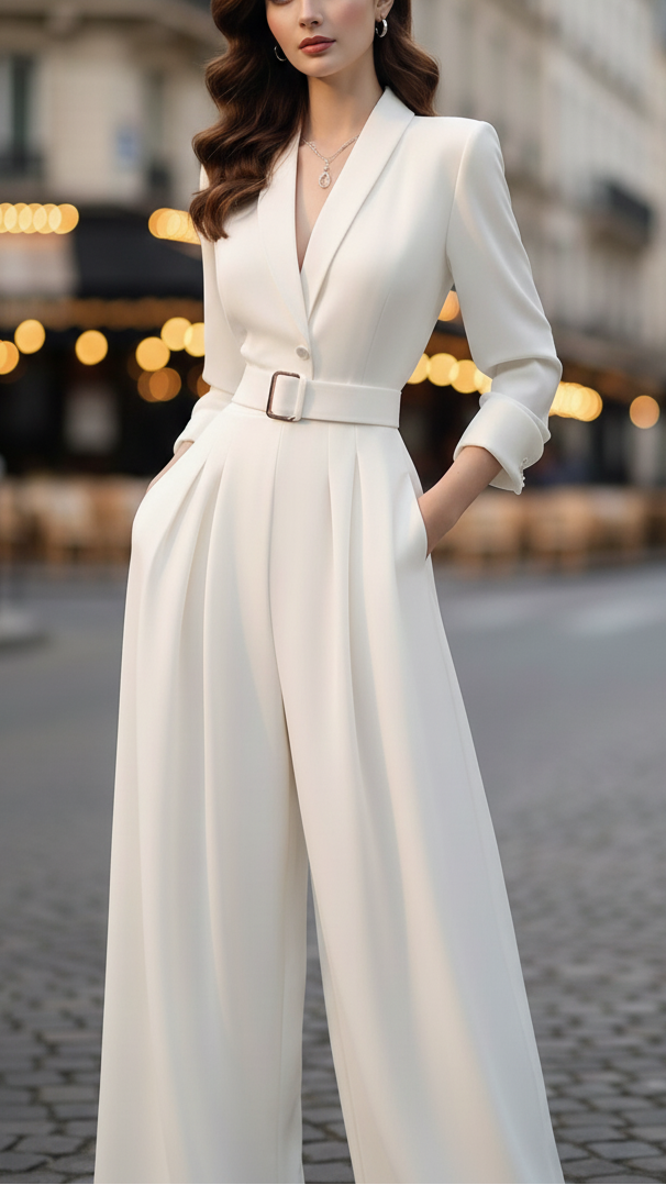 Women's Jumpsuit | Belted Wide-Leg Summer