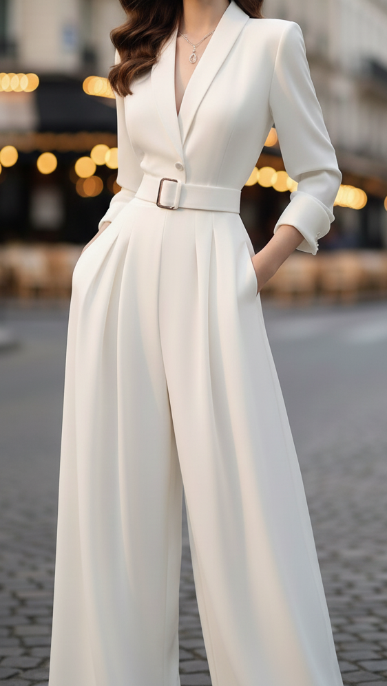 Women's Jumpsuit | Belted Wide-Leg Summer