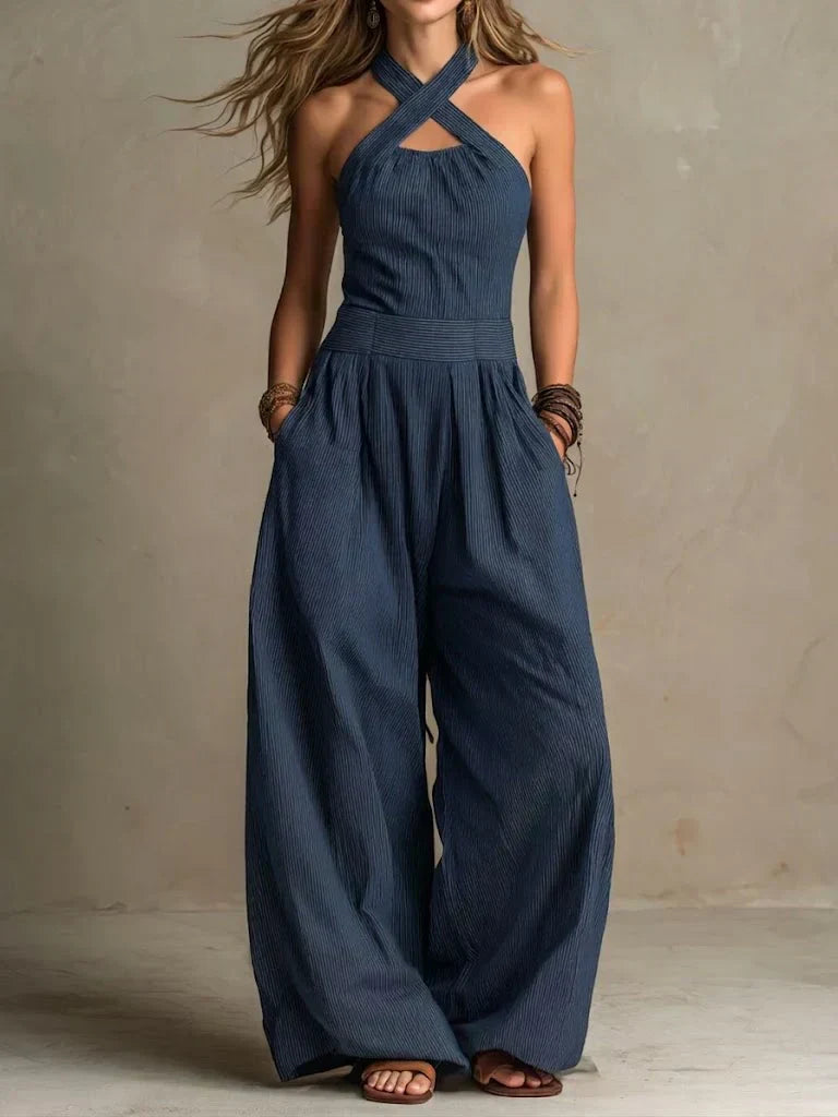 Women's Jumpsuit | Linen-Blend Wide-Leg Summer