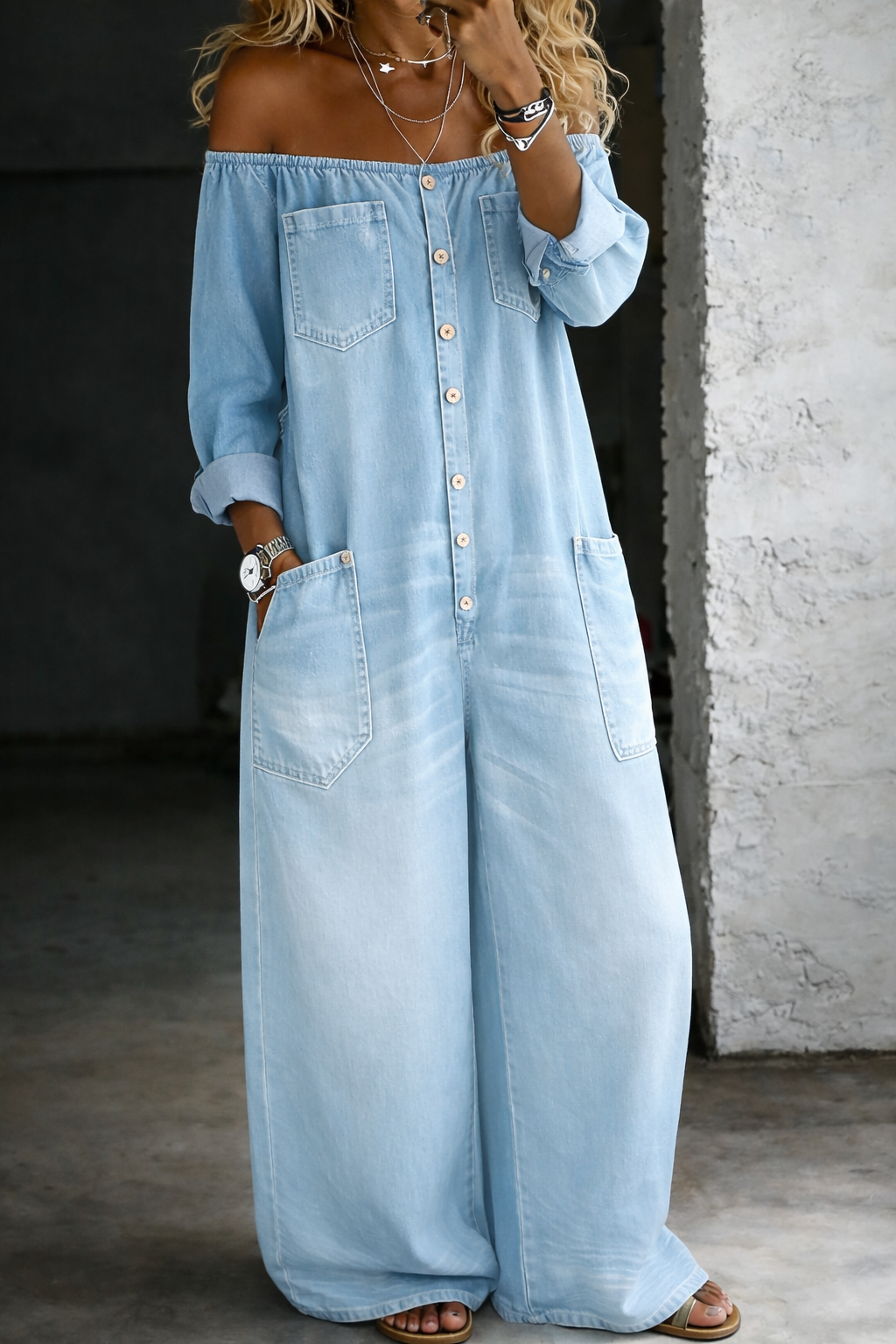 Women's Jumpsuit | Off-Shoulder Wide-Leg Summer