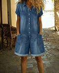 Women's Jumpsuit | Short-Sleeve Wide-Leg Summer