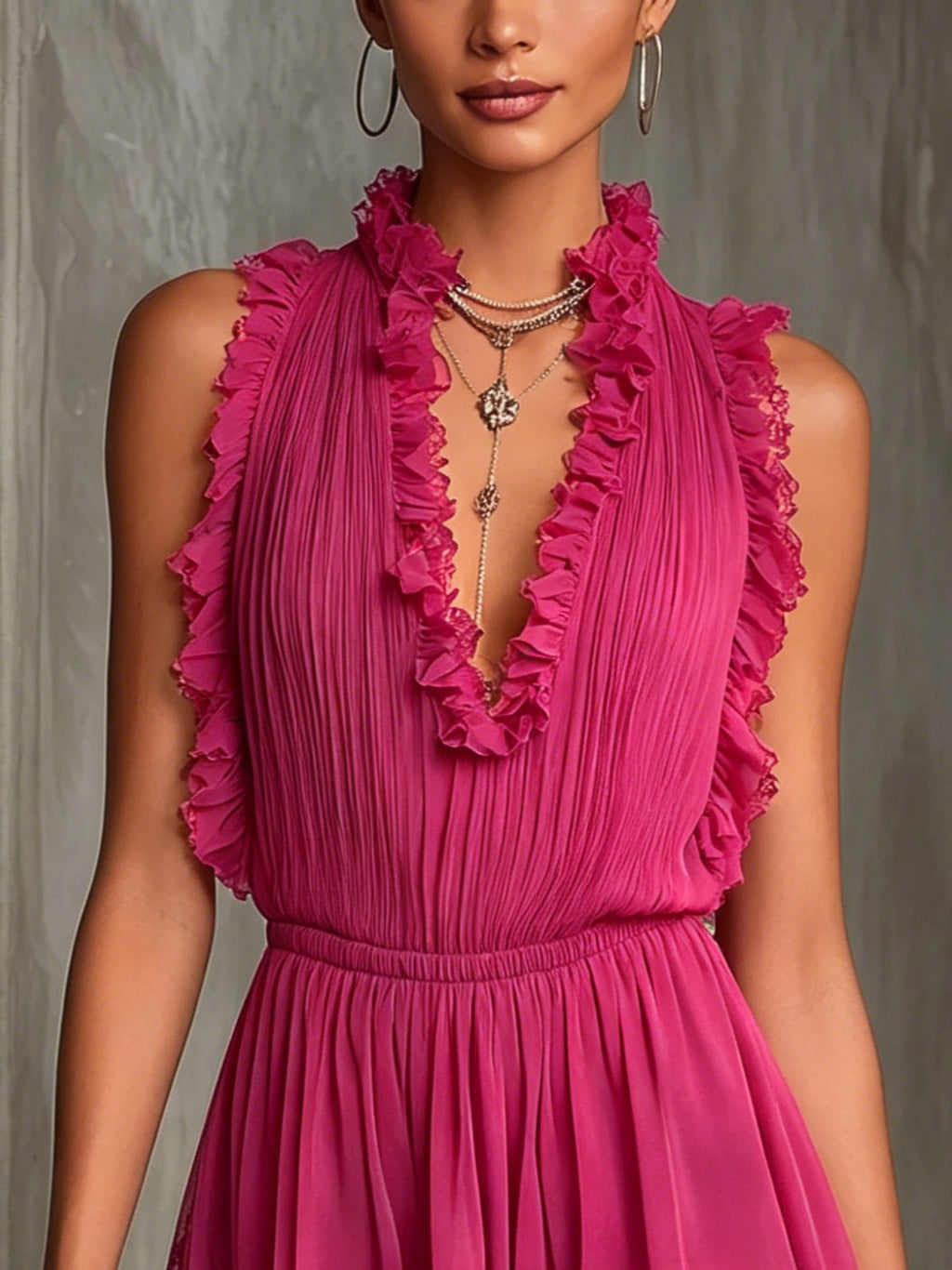 Women's Jumpsuit | Tiered Pleated Ruffled