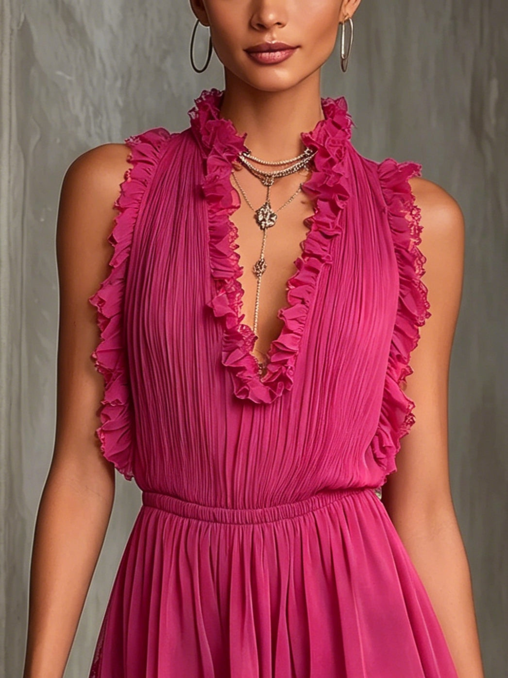 Women's Jumpsuit | Tiered Pleated Ruffled