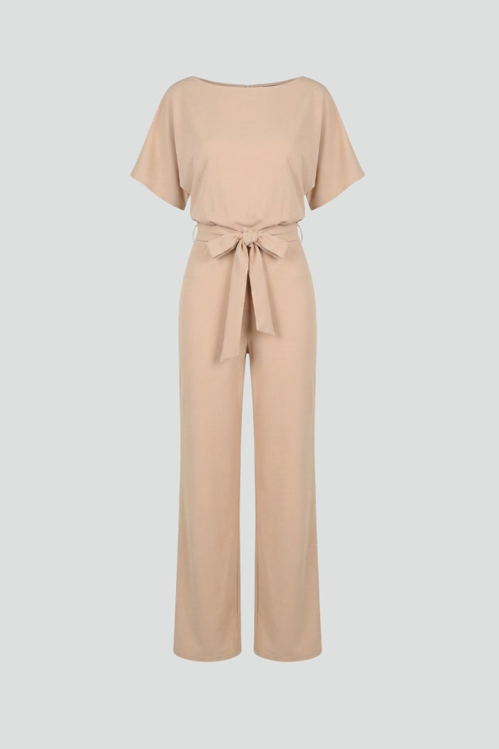 Women's Jumpsuit | Wide-Leg Short-Sleeve Belted