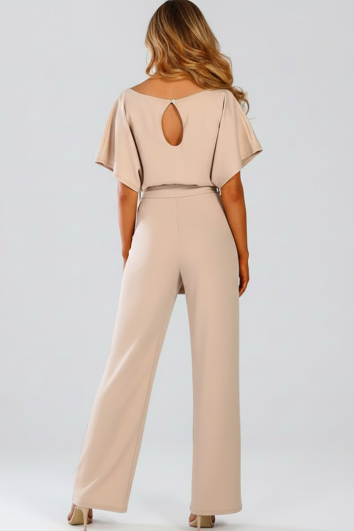 Women's Jumpsuit | Wide-Leg Short-Sleeve Belted