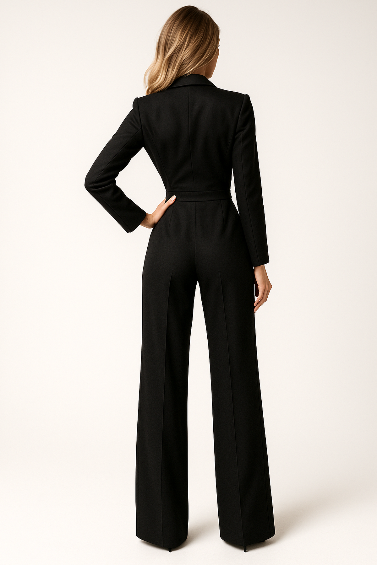 Women's Jumpsuit | Wide-Leg Tailored V-Neck
