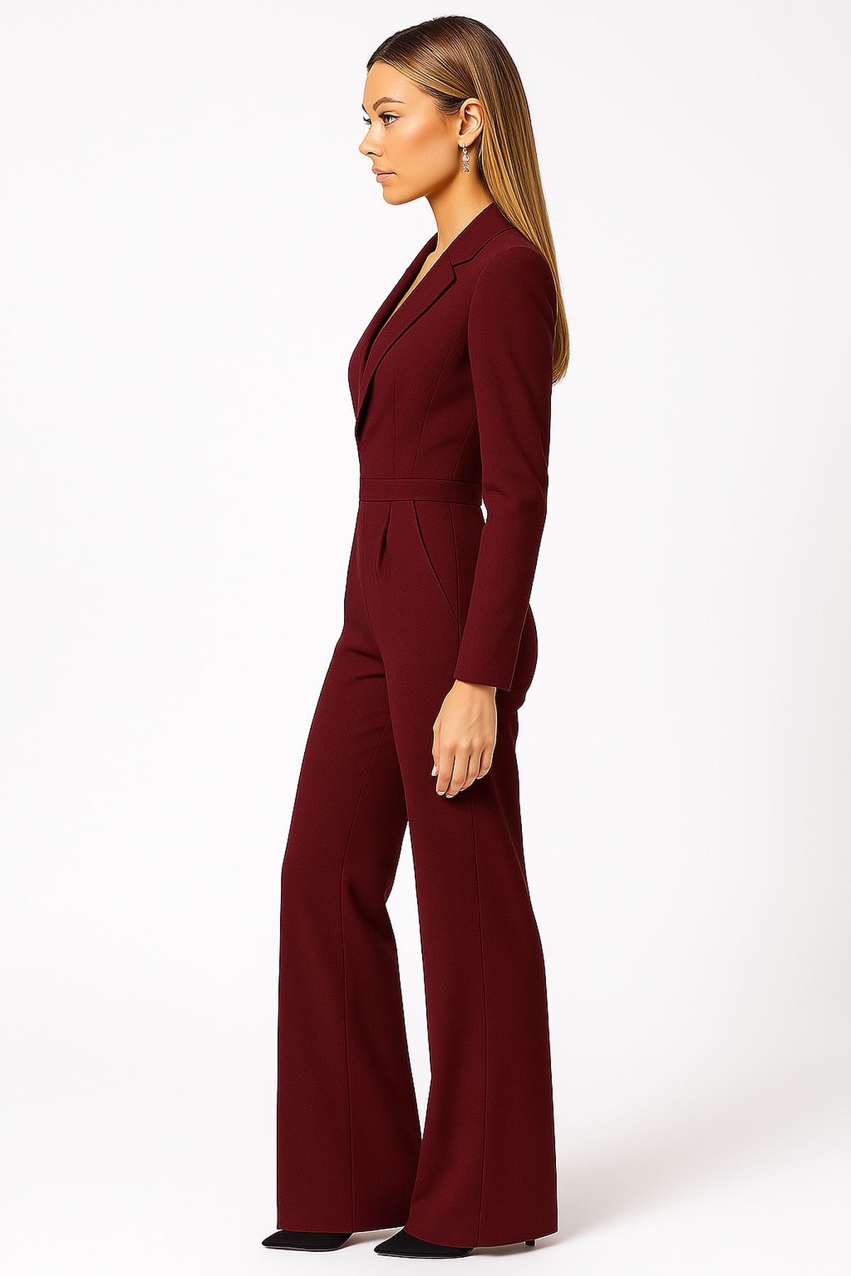 Women's Jumpsuit | Wide-Leg Tailored V-Neck