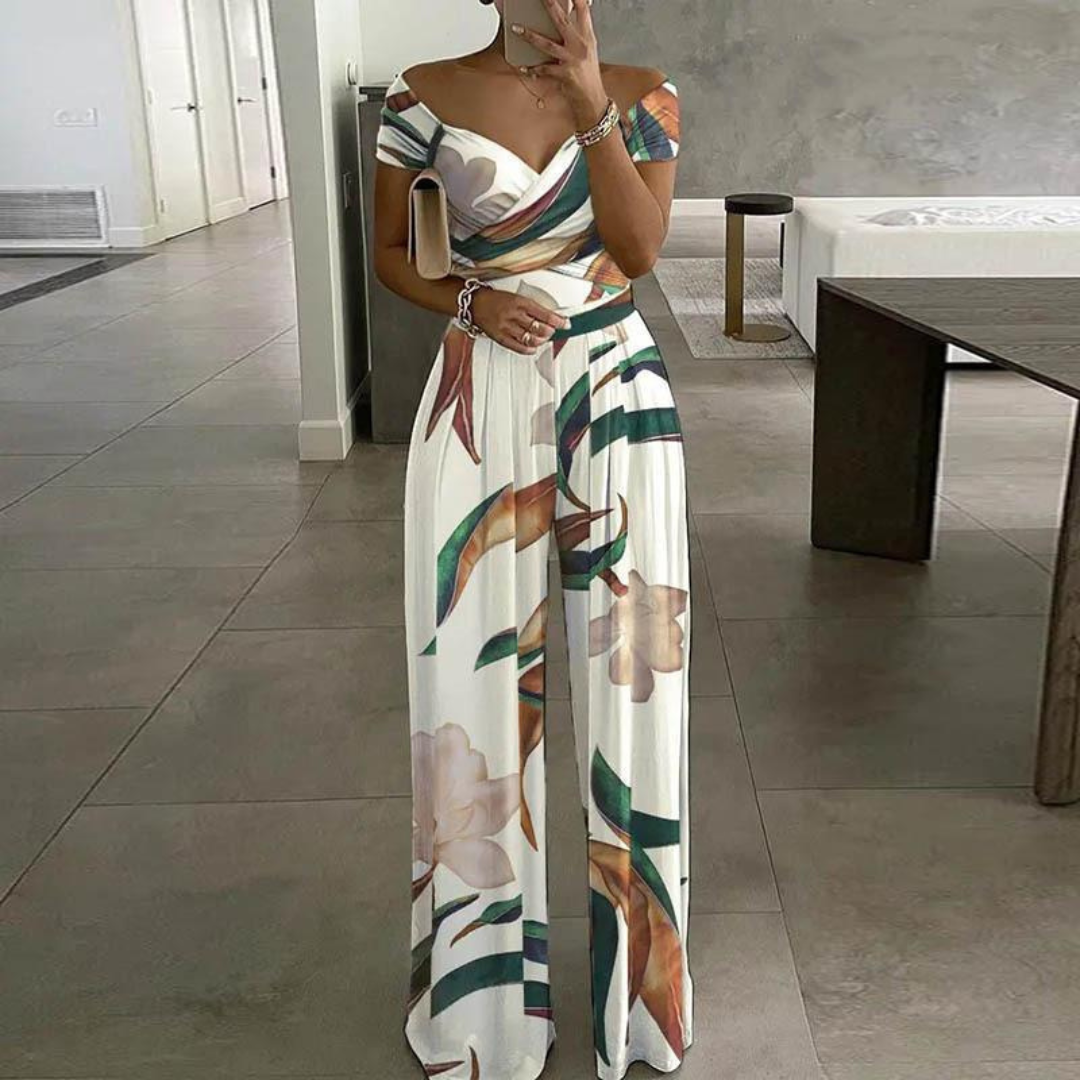 Women's Jumpsuit | Wrap Floral Off-Shoulder