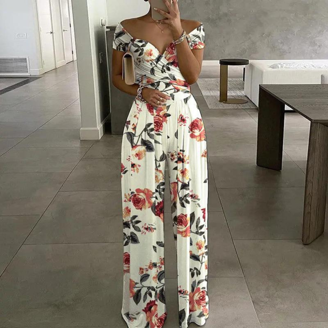 Women's Jumpsuit | Wrap Floral Off-Shoulder