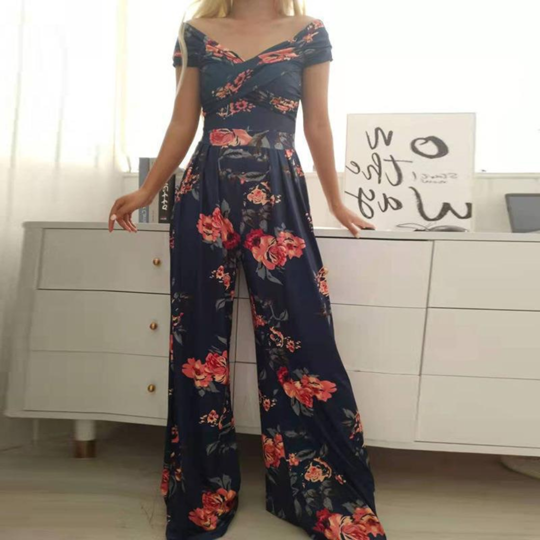 Women's Jumpsuit | Wrap Floral Off-Shoulder