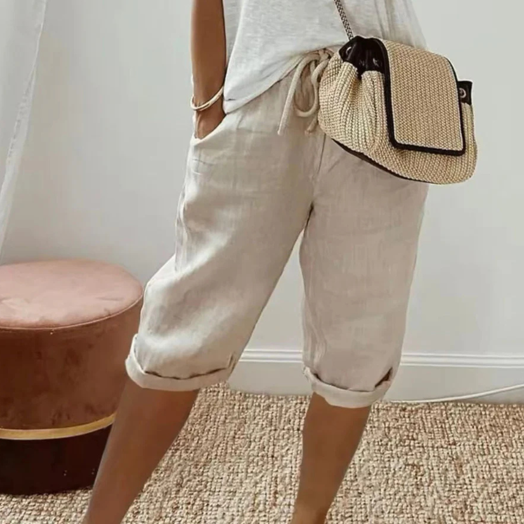 Women's Linen Shorts | Cropped Drawstring