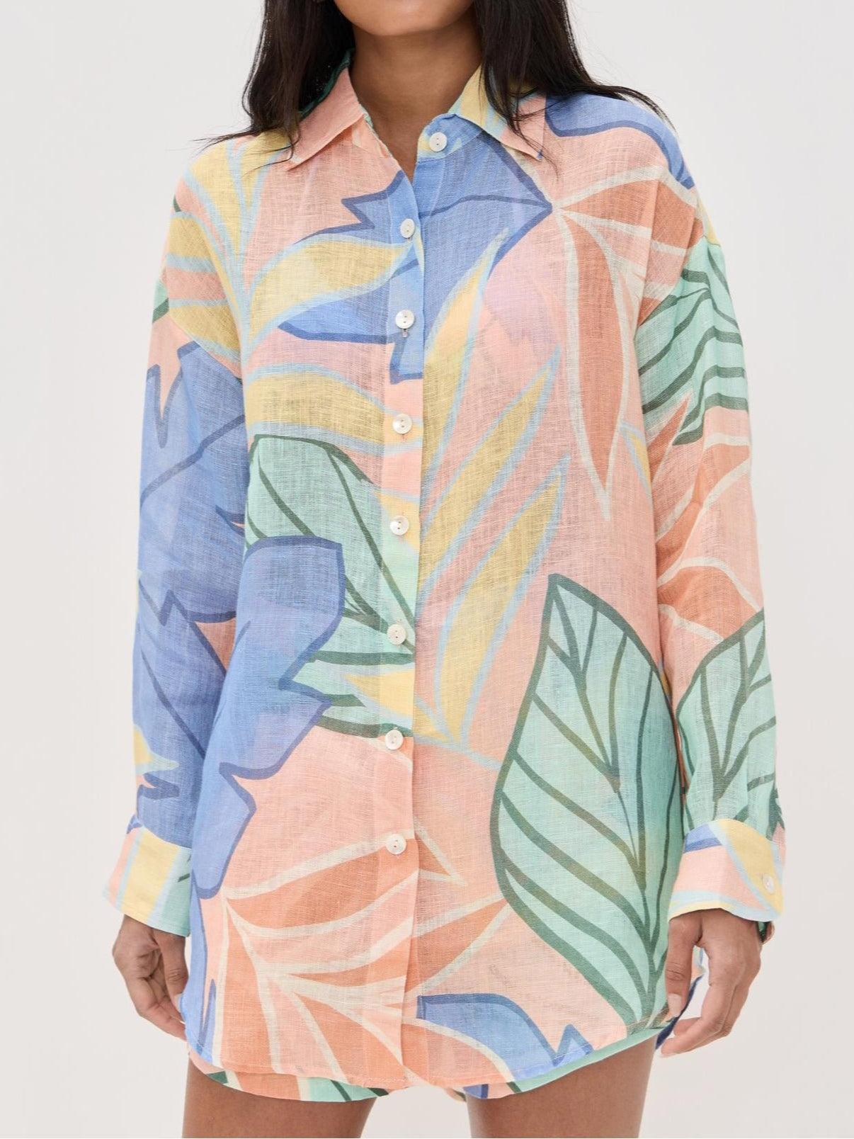 Women's Linen Shorts | Printed High-Waisted