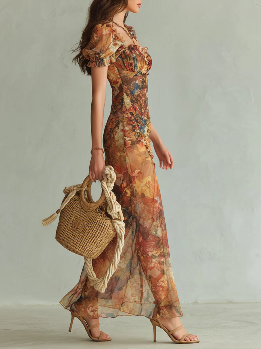 Women's Maxi Dress | Floral Chiffon