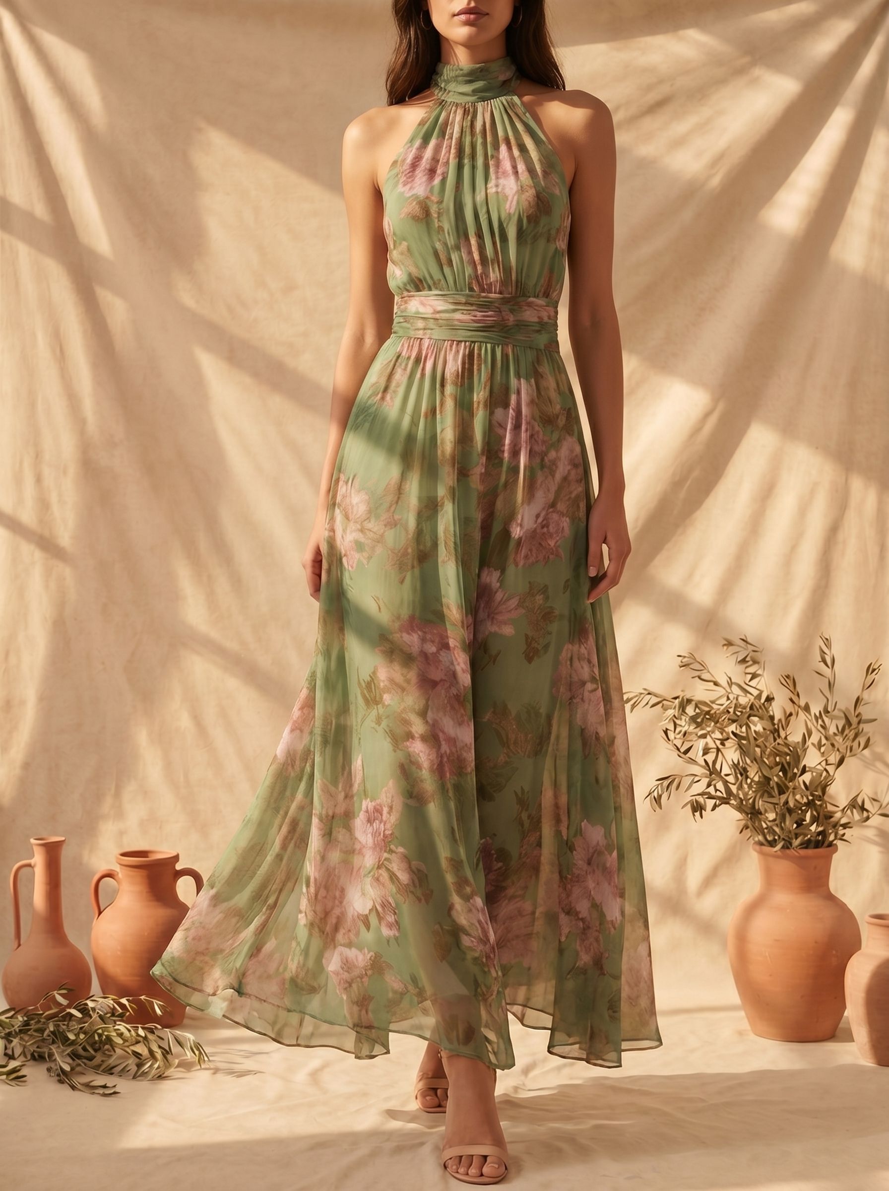 Women's Maxi Dress | Floral Halter
