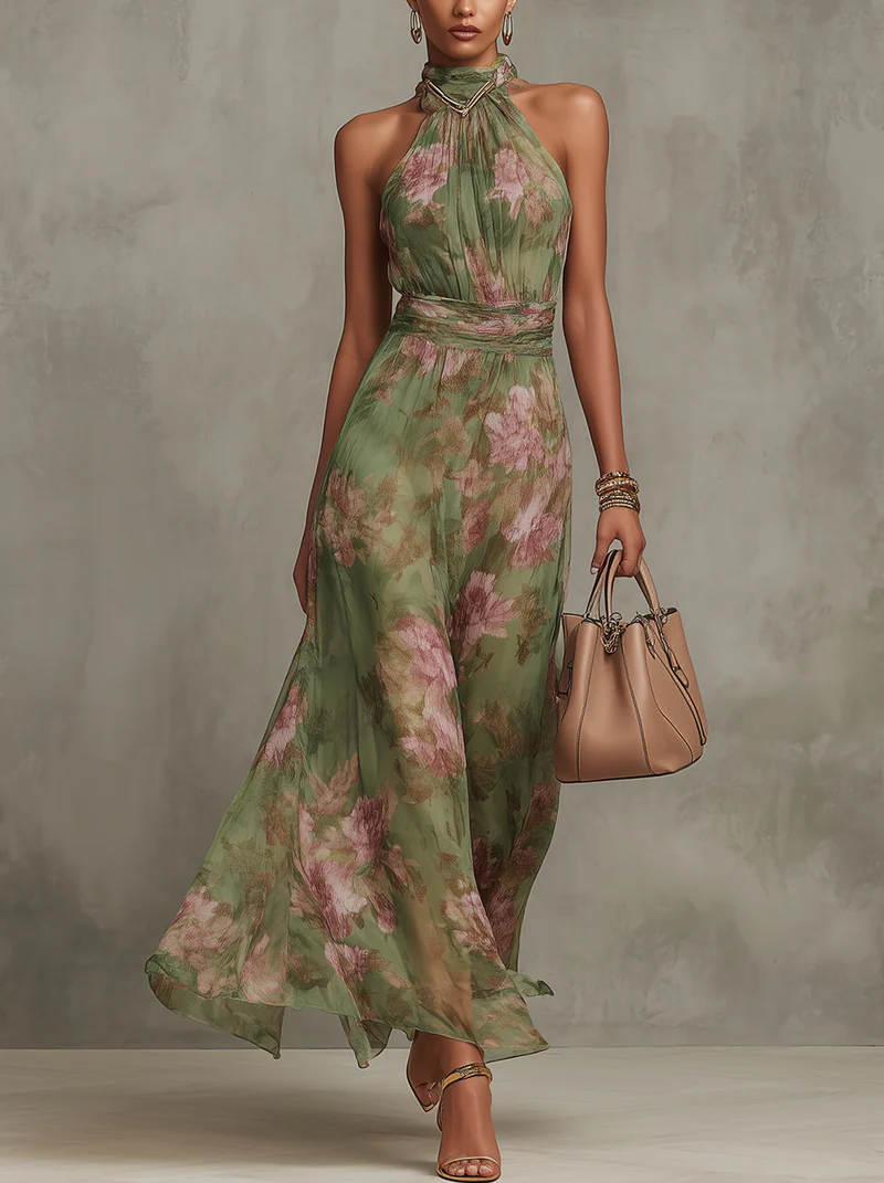 Women's Maxi Dress | Floral Halter Summer