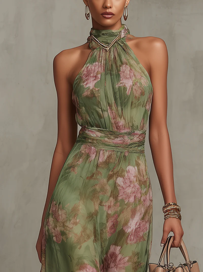 Women's Maxi Dress | Floral Halter Summer