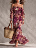 Women's Maxi Dress | Floral Off-Shoulder Summer