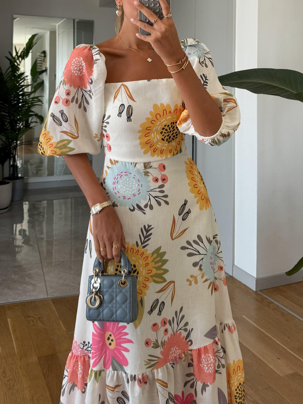 Women's Maxi Dress | Floral Puff-Sleeve Summer