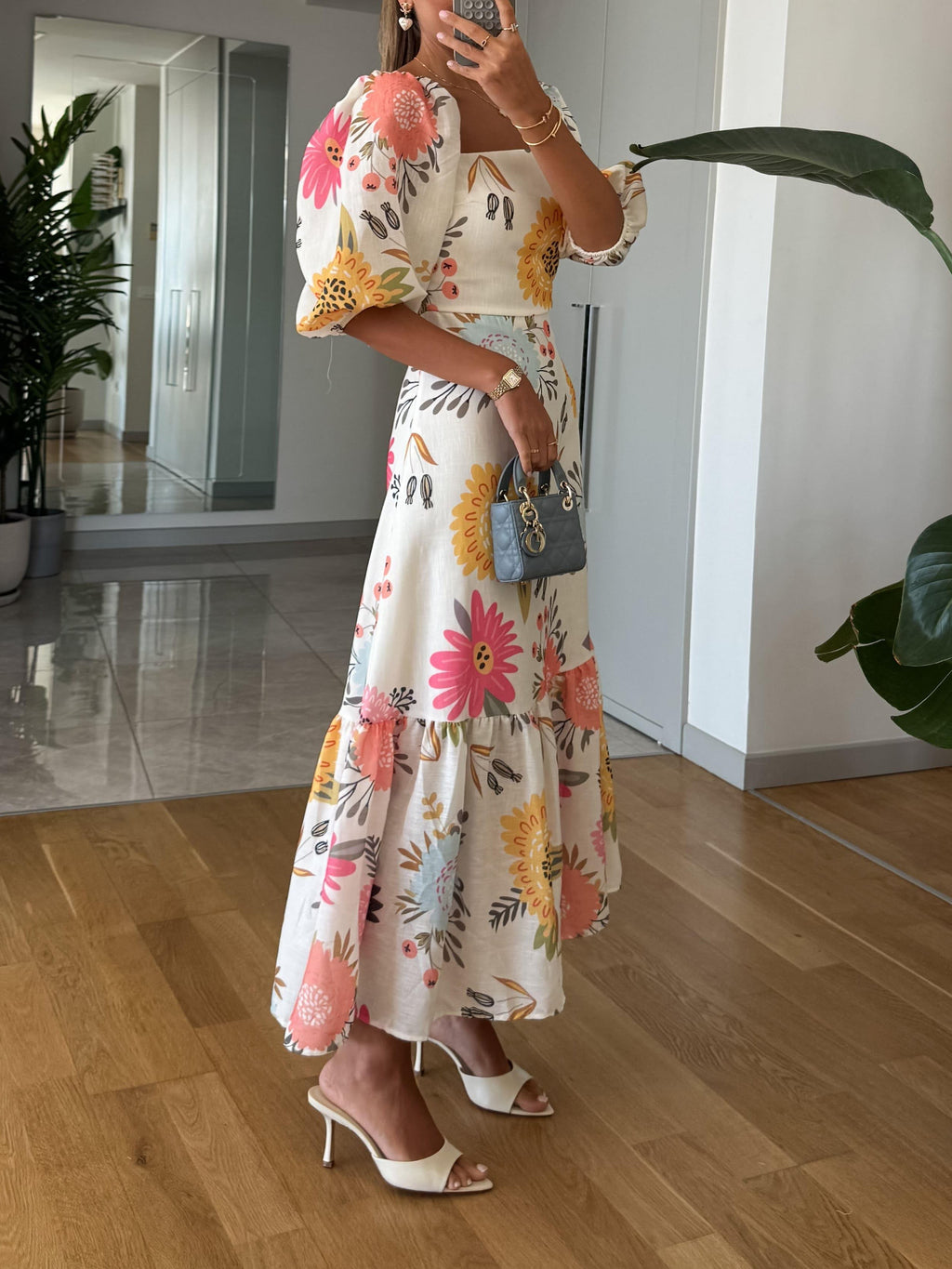 Women's Maxi Dress | Floral Puff-Sleeve Summer