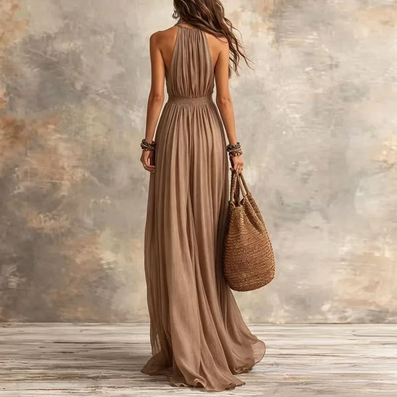Women's Maxi Dress | Halter V-Neck Draped