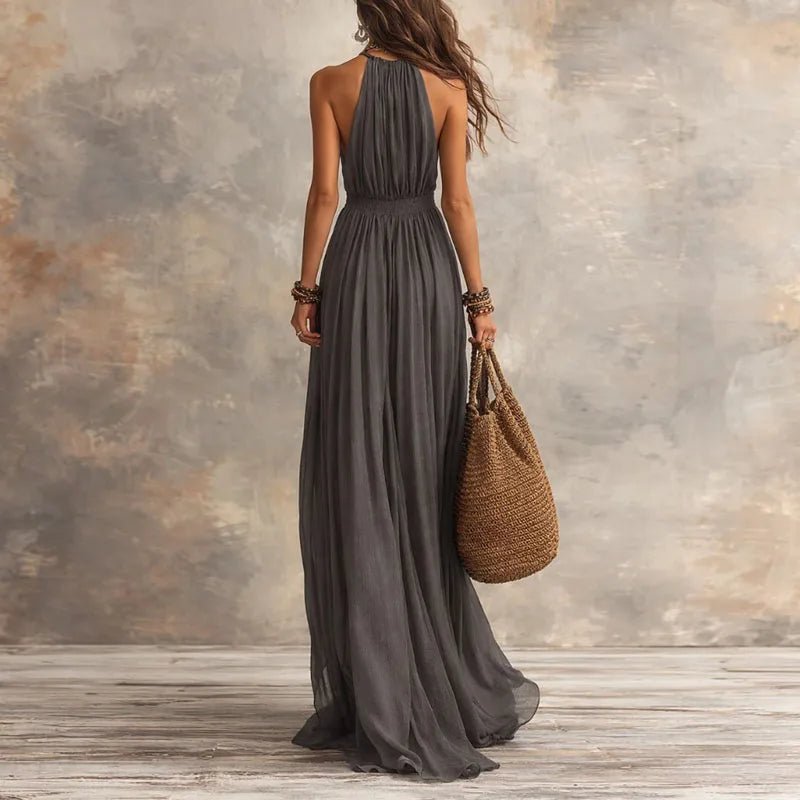 Women's Maxi Dress | Halter V-Neck Draped