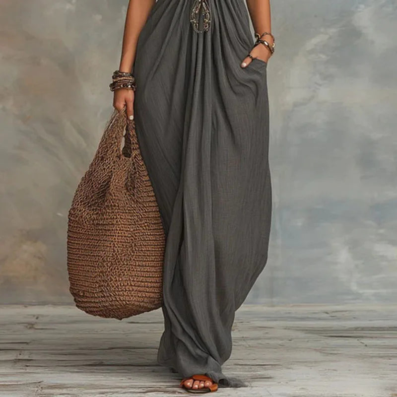 Women's Maxi Dress | Halter V-Neck Draped