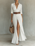 Women's Maxi Dress | Long-Sleeve Pleated