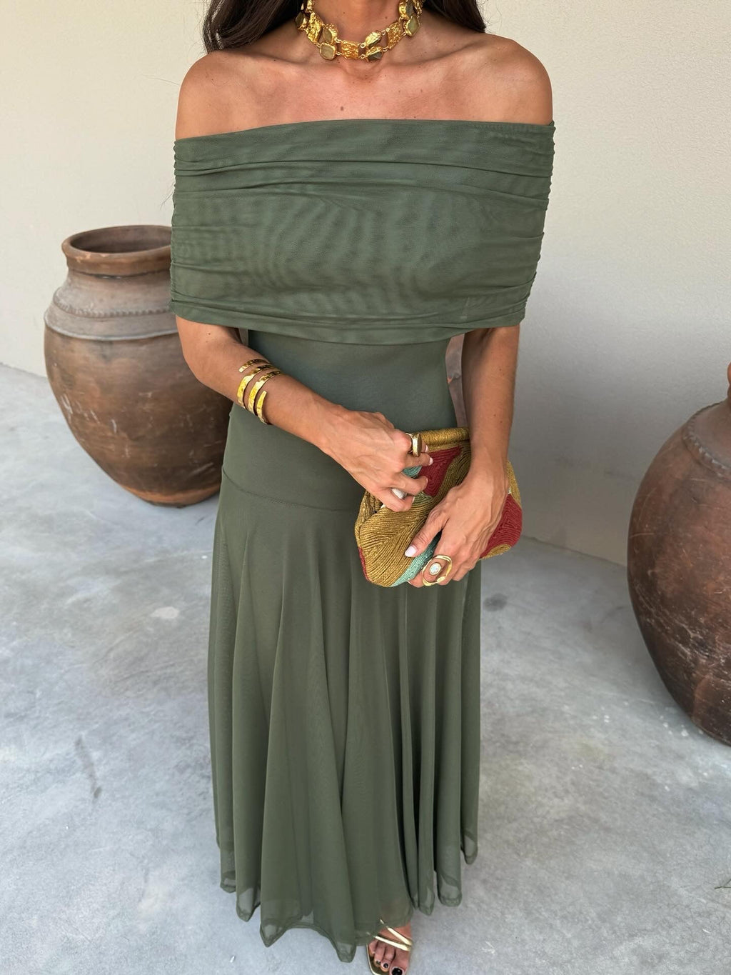 Women's Maxi Dress | Off-Shoulder Summer Casual