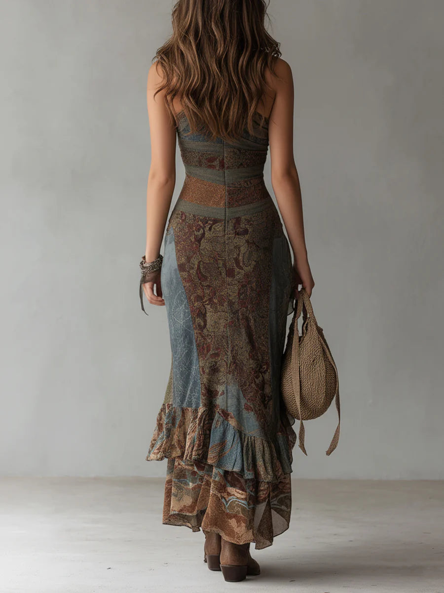 Women's Maxi Dress | Printed One-Shoulder Summer