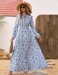 Women's Maxi Dress | Printed Puff-Sleeve