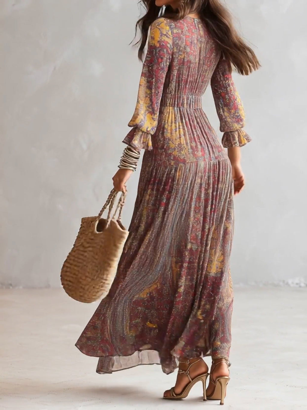 Women's Maxi Dress | Printed V-Neck Summer