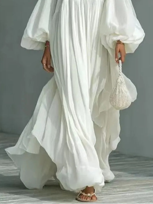 Women's Maxi Dress | Puff-Sleeve Square-Neck Summer