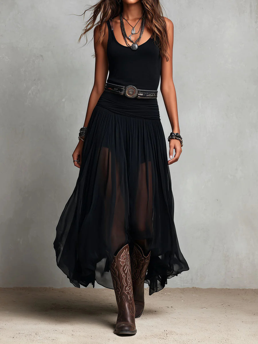 Women's Maxi Dress | Sleeveless Belted Summer