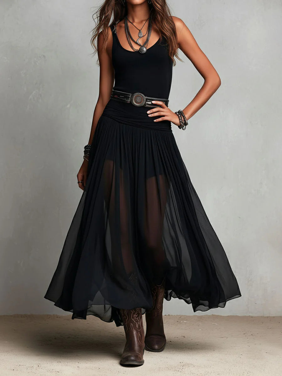 Women's Maxi Dress | Sleeveless Belted Summer