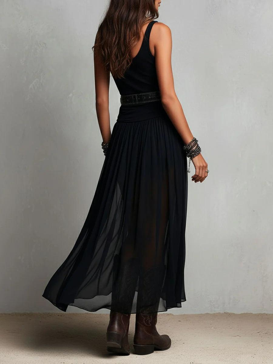 Women's Maxi Dress | Sleeveless Belted Summer
