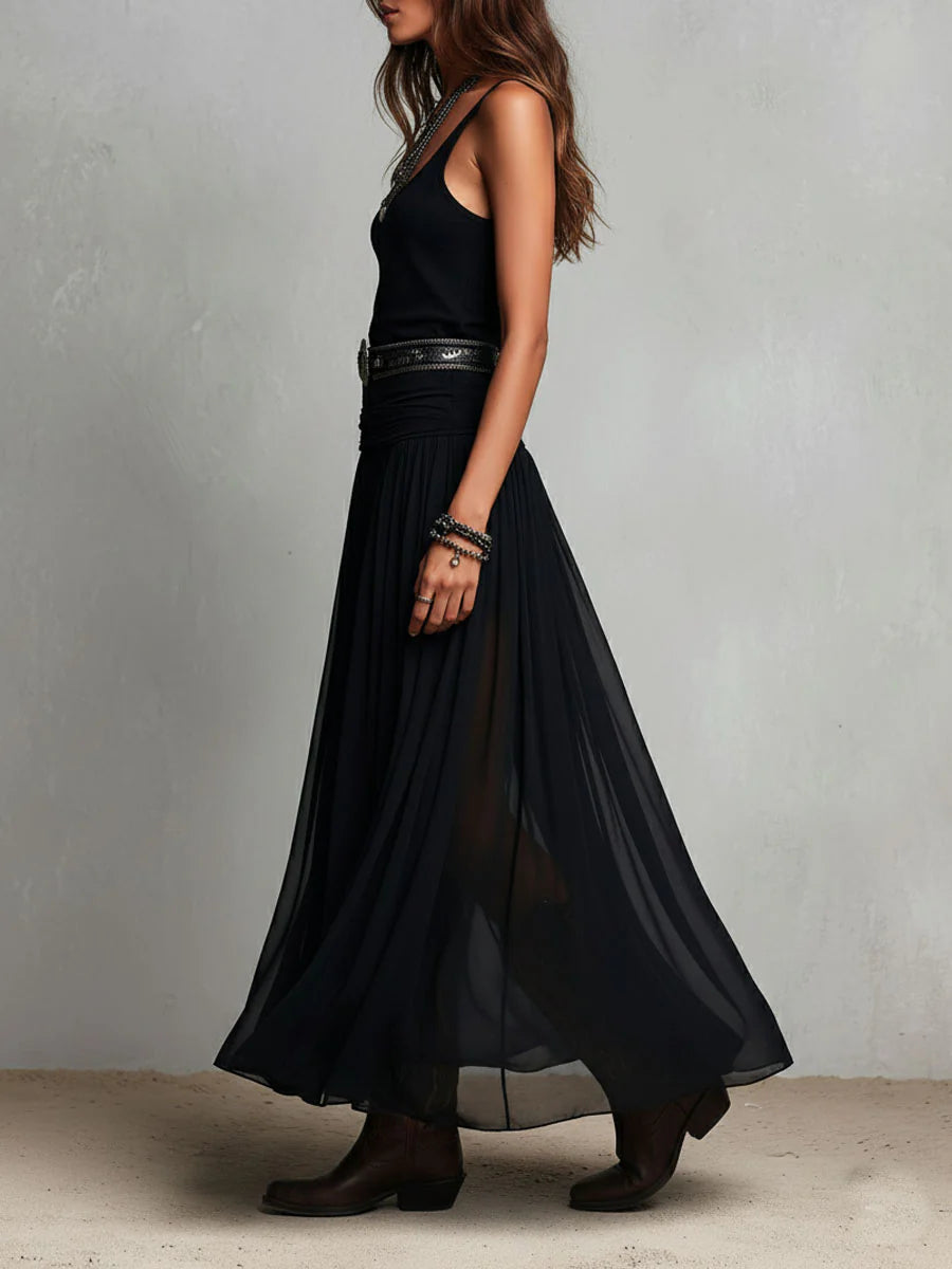 Women's Maxi Dress | Sleeveless Belted Summer