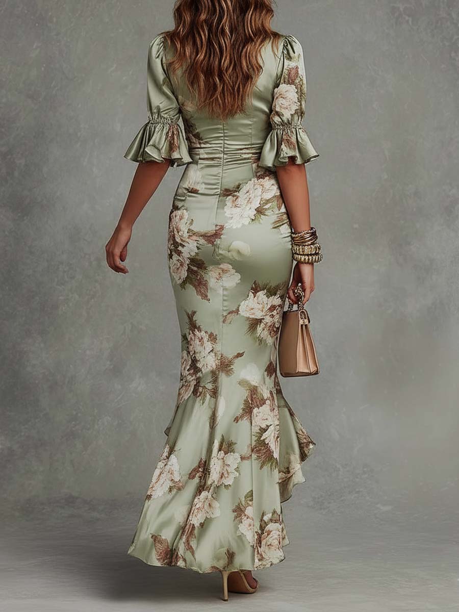 Women's Maxi Dress | Tiered Floral V-Neck