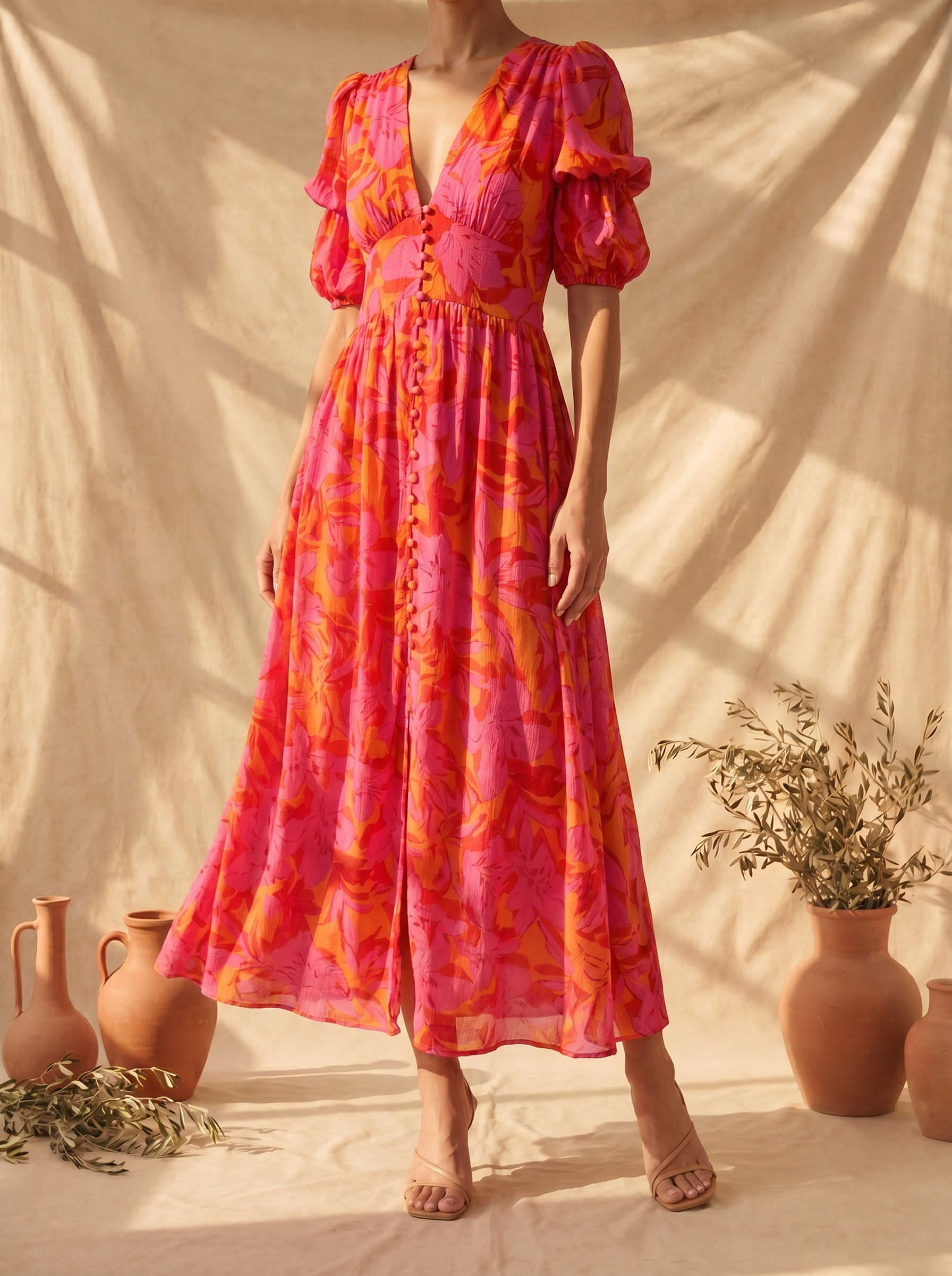 Women's Maxi Dress | V-Neck Draped
