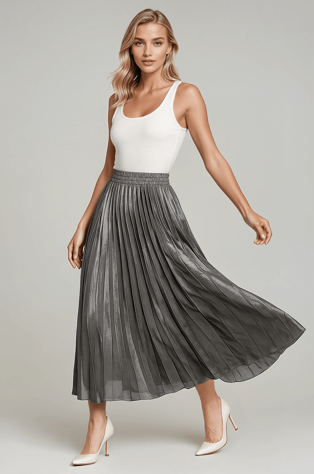 Women's Maxi Skirt | Pleated Gold