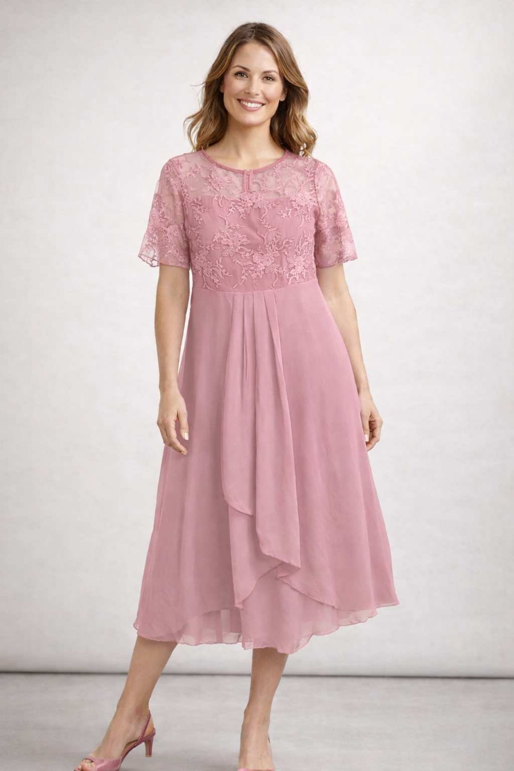 Women's Midi Dress | Floral Short-Sleeve Summer