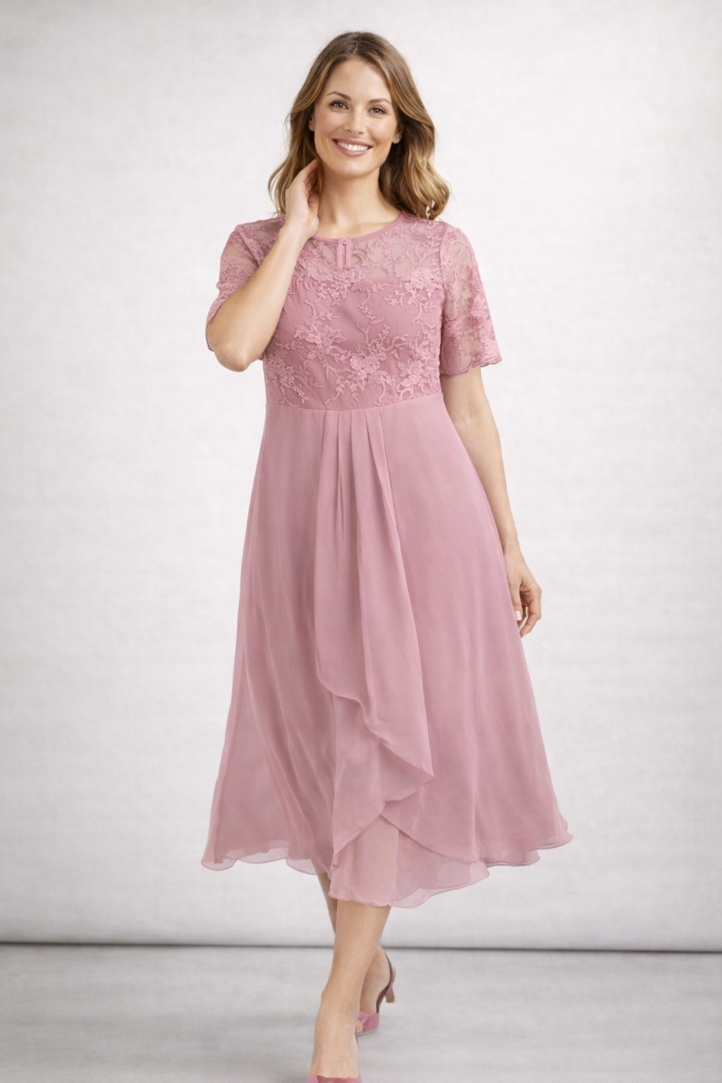 Women's Midi Dress | Floral Short-Sleeve Summer